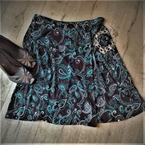 George - Dark brown paisley A-line career skirt!